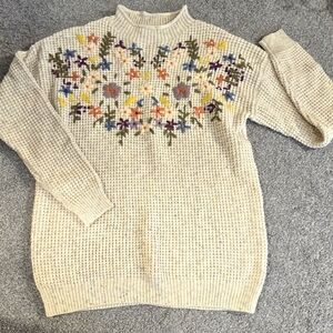 Tea n Rose Knit Embroidery Mock Neck Sweater Size Small